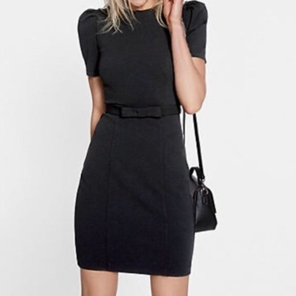 Express Cap-Sleeved Belted Dress